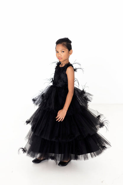 Lace & Feathers Black Dress