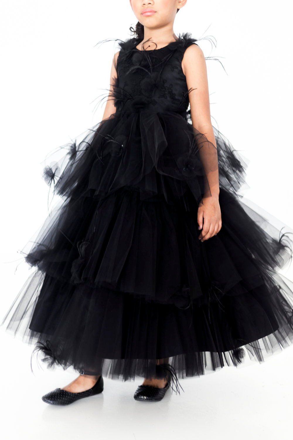 Lace & Feathers Black Dress